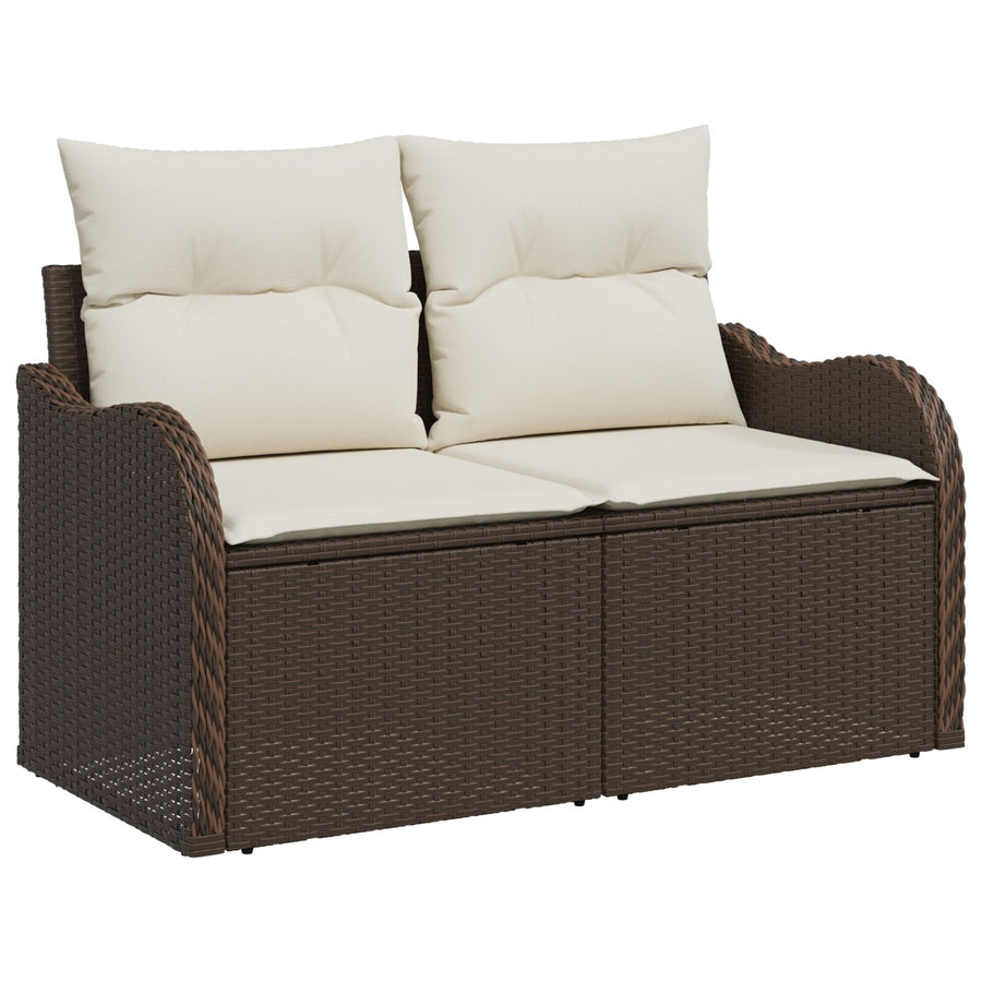 7-Delige Tuin Sofa Set Met Kussens Bruin Poly Rattan