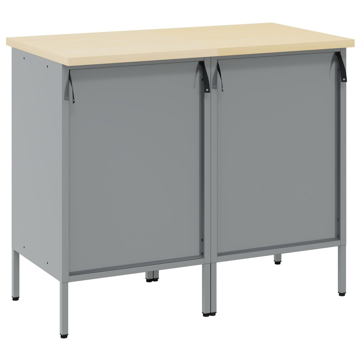 2-Delige Werkcabinet Set En Grijs Gelaagd Hout En Staal 2x (84/85 cm) Zwart 2x kast