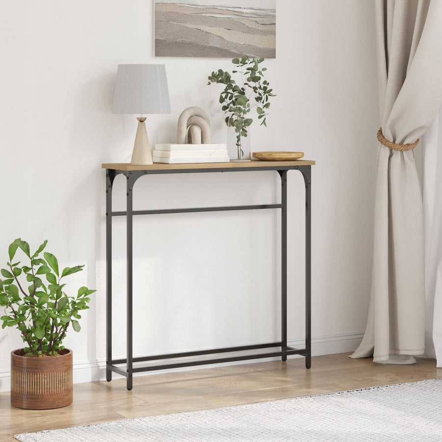 Console Tafel 75X19,5X75 Cm Geengineerd Hout & Staal Artisan eiken