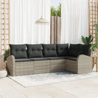 Loungeset 5 personen lichtgrijs polyrattan