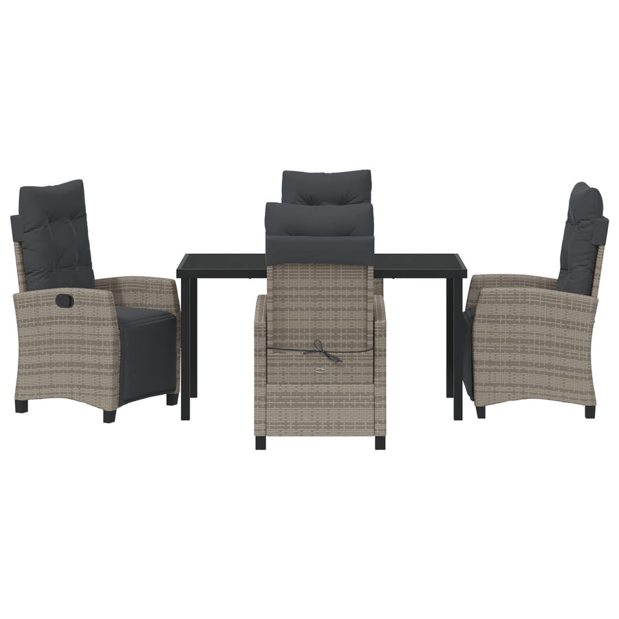 5-Delig Tuin Eetset Grijs Poly Rattan