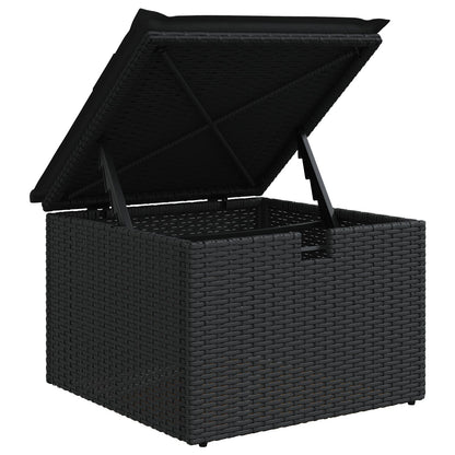 8-Delige Tuinbankset Met Kussens Zwart Poly Rattan