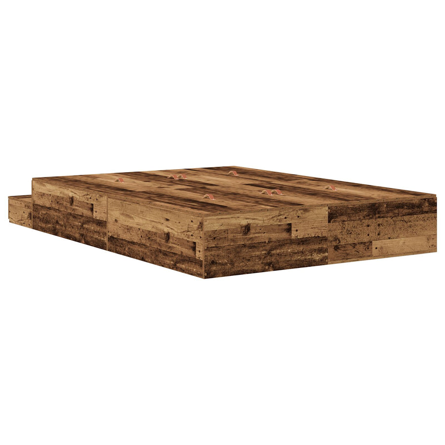 Opslagbedframe Bruin Gestructureerd Hout 135,5 X 190 X 31,5 Cm Artisanaal Eiken