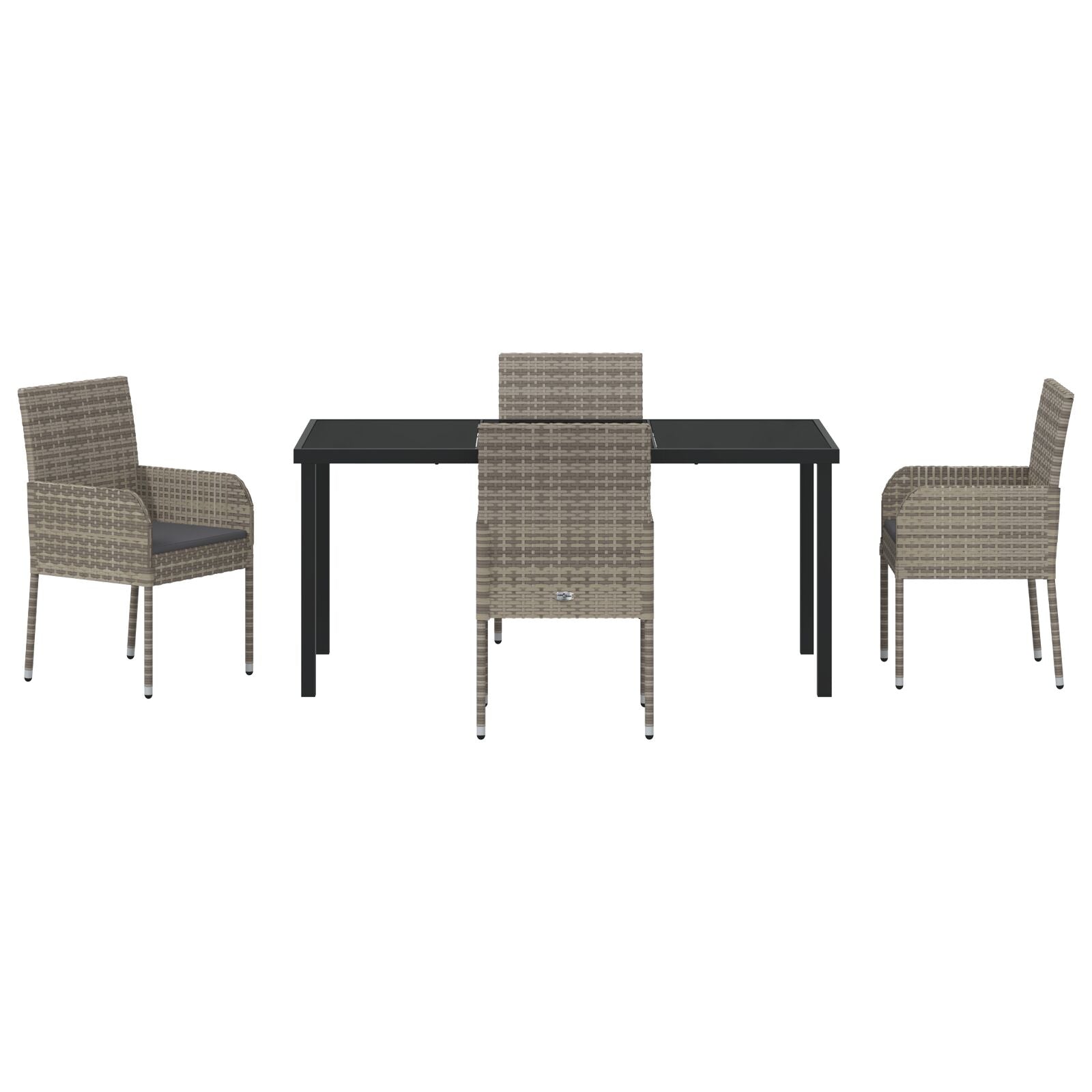 5-Delige Tuin Dining Set Met Kussens Grijs Poly Rattan