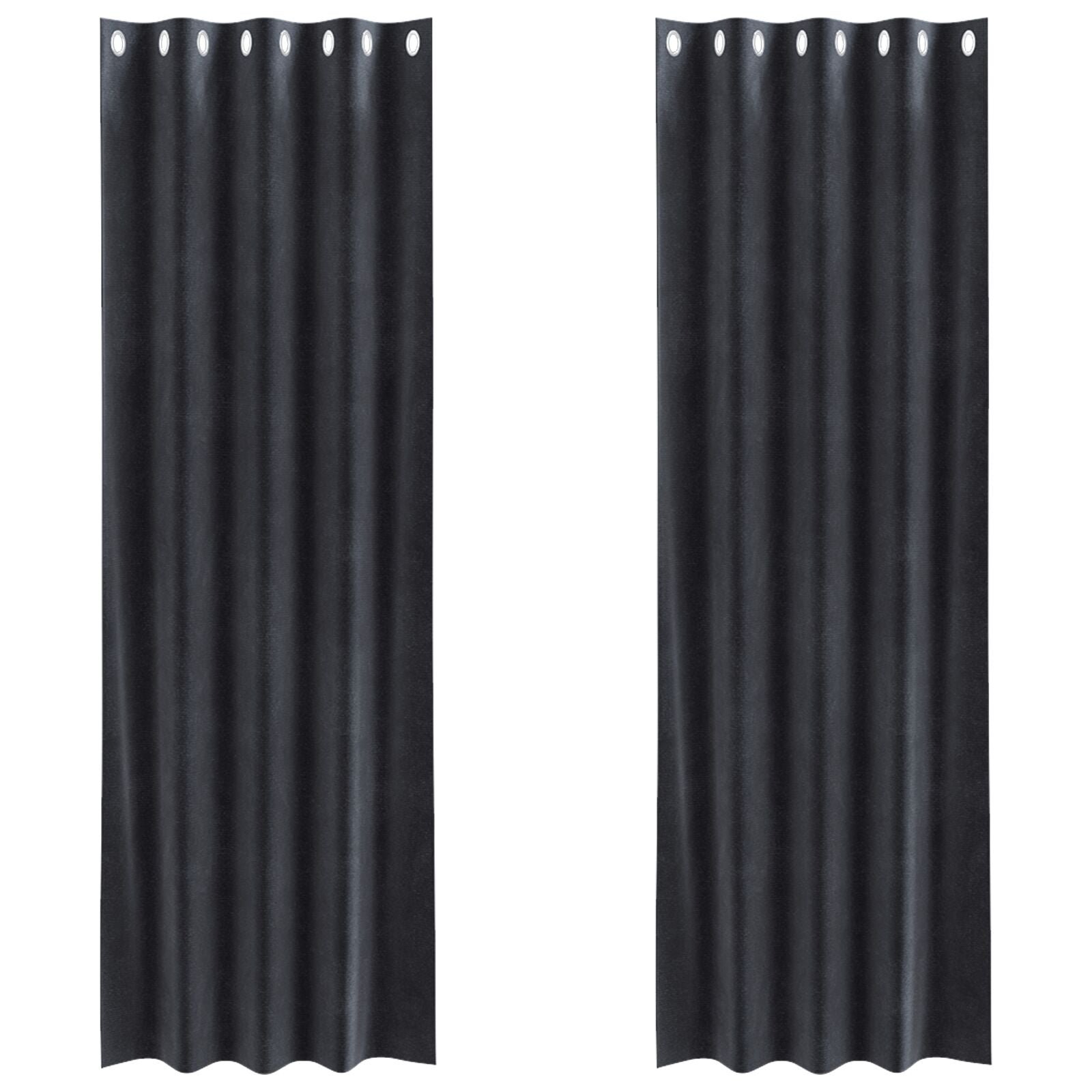 Zwarte Gordijnen 2 Stuks Fluweel Donkergrijs 140 x 245 cm Met oogjes