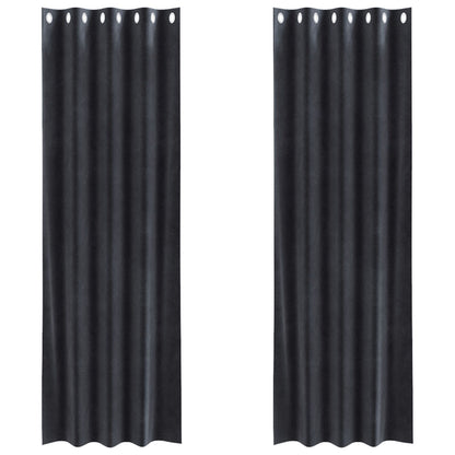 Zwarte Gordijnen 2 Stuks Fluweel Donkergrijs 140 x 245 cm Met oogjes