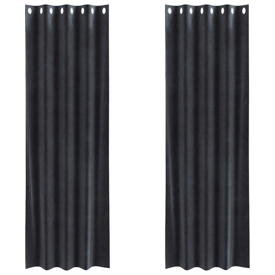 Zwarte Gordijnen 2 Stuks Fluweel Donkergrijs 140 x 245 cm Met oogjes