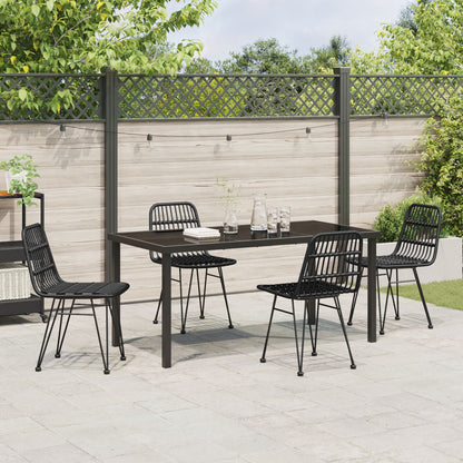5-Delige Tuinset Zwart Poly Rattan