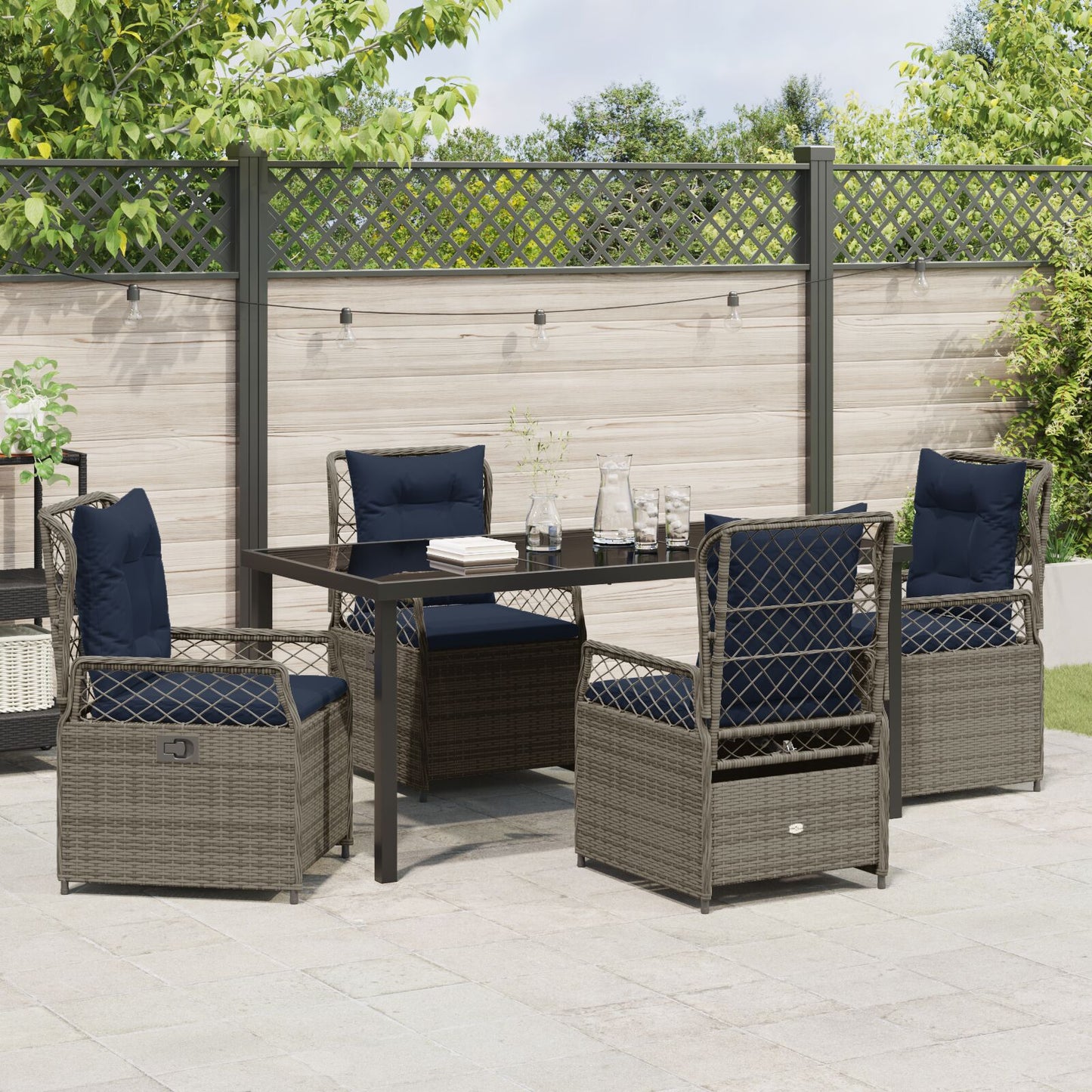 5 Delige Tuin Eetset Grijze Poly Rattan