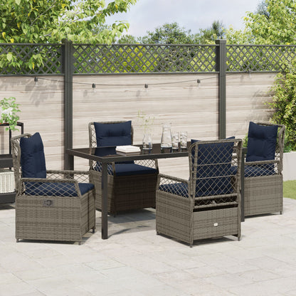 5 Delige Tuin Eetset Grijze Poly Rattan