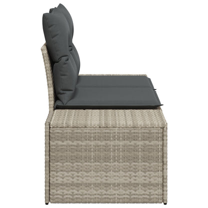 2-Zits Tuin Sofa En Kussens Grijs Poly Rattan Lichtgrijs met opslag