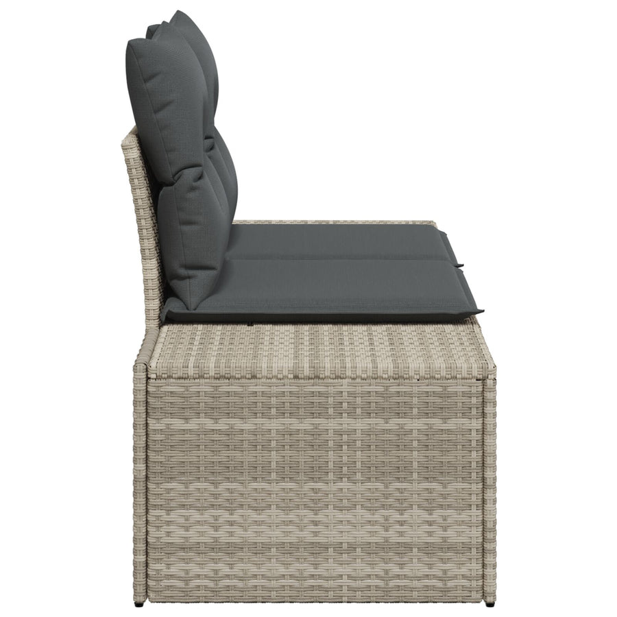 2-Zits Tuin Sofa En Kussens Grijs Poly Rattan Lichtgrijs met opslag