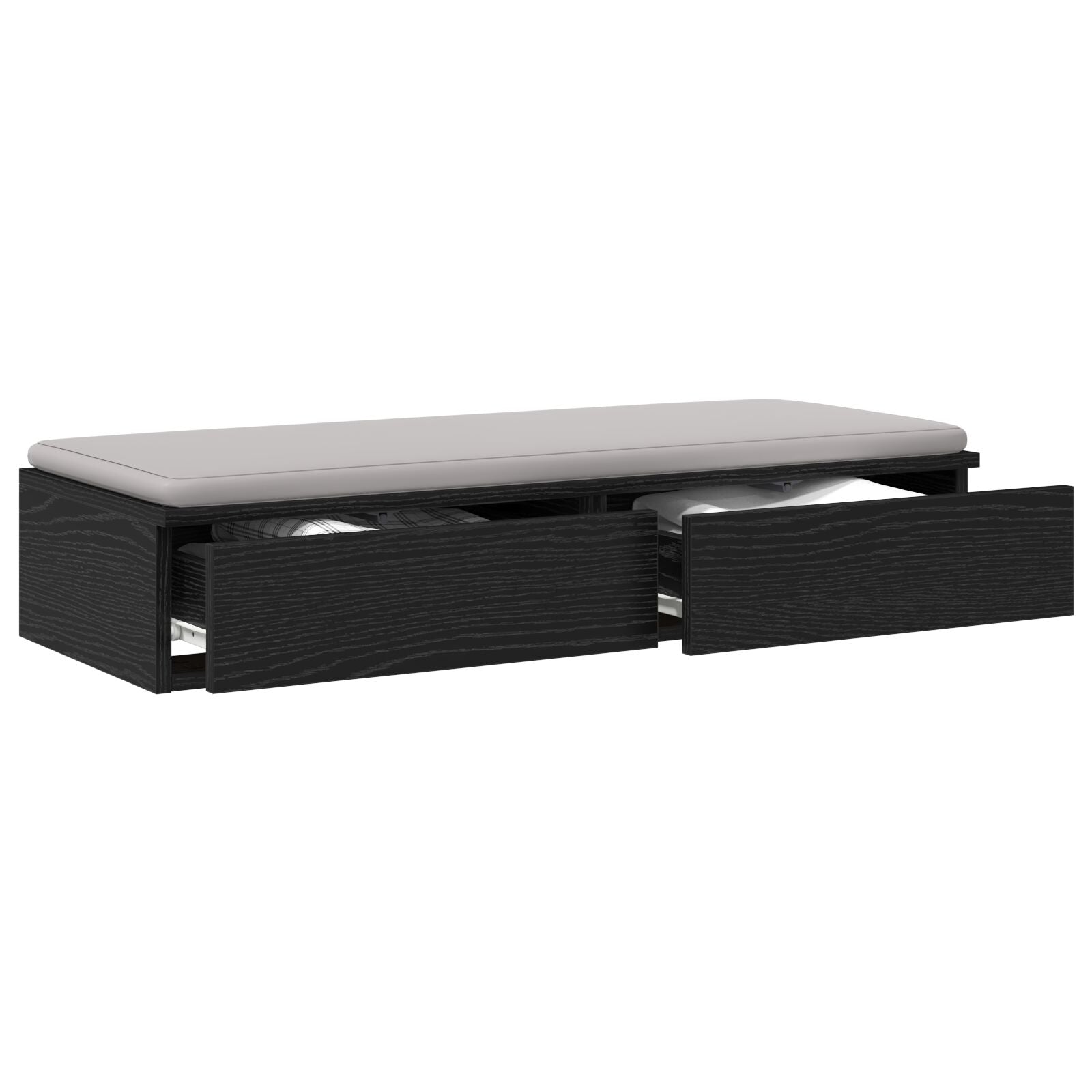 Nachtkastjes Massief Eikenhout, Mdf Zwart eiken 75 x 36.5 x 16.5 cm