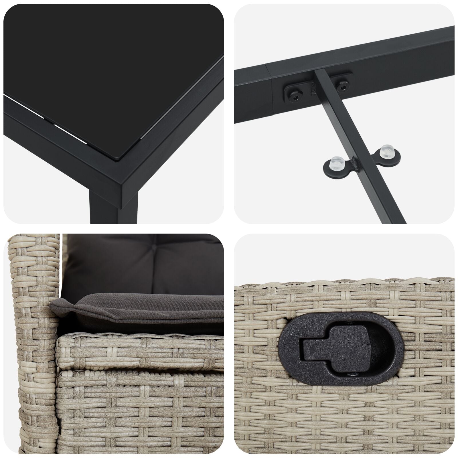 5-Delige Tuin Eettafel Set Met Kussens Lichtgrijs Poly Rattan