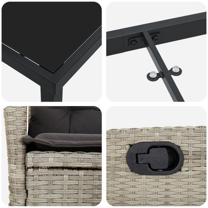 5-Delige Tuin Eettafel Set Met Kussens Lichtgrijs Poly Rattan