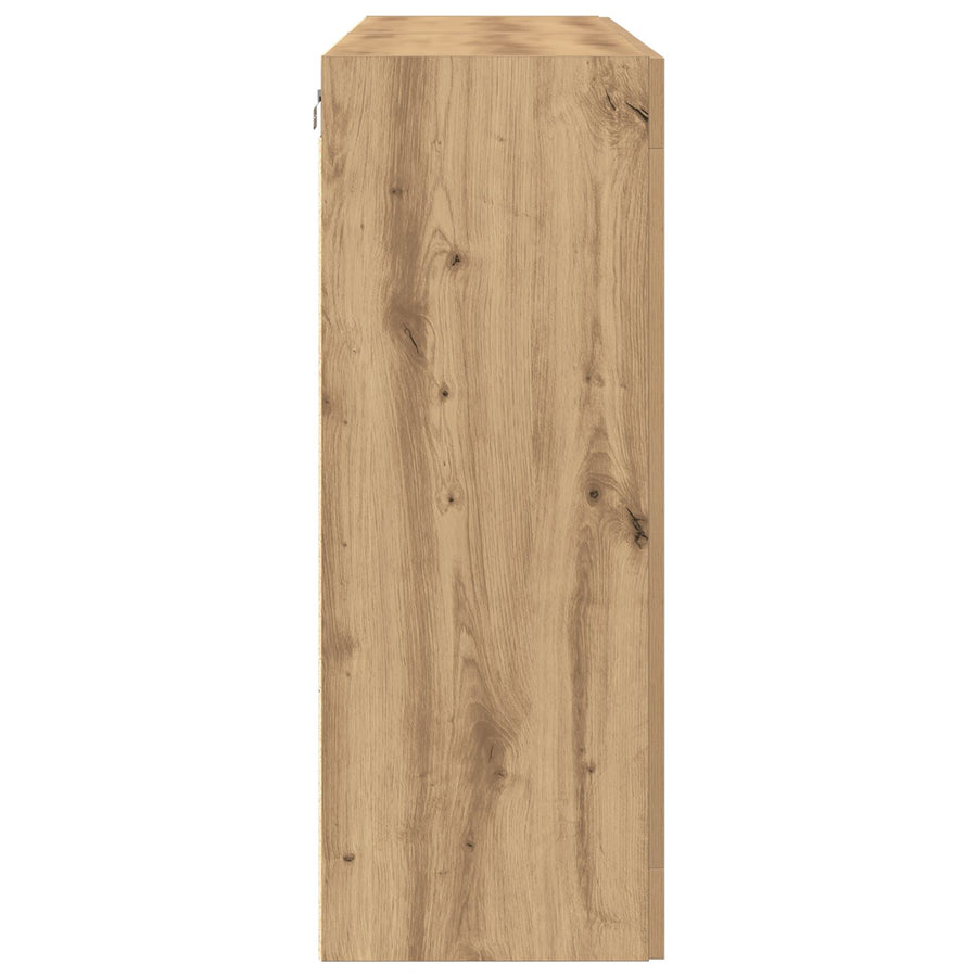 Wandkast Set Van 2 Artisan Eiken Bewerkt Hout 139 X 34 X 90 Cm