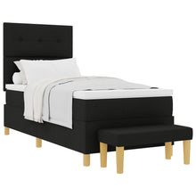 Boxspring Bed Met Matras & Bank Stof Zwart 80 x 200 cm Knop geverfd