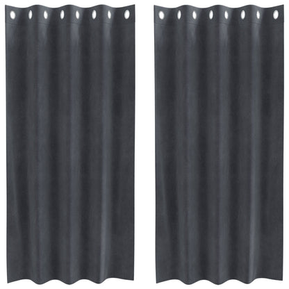 Zwartout Gordijnen 2 Stuks Fluweel Lichtgrijs 140 x 175 cm met oogjes