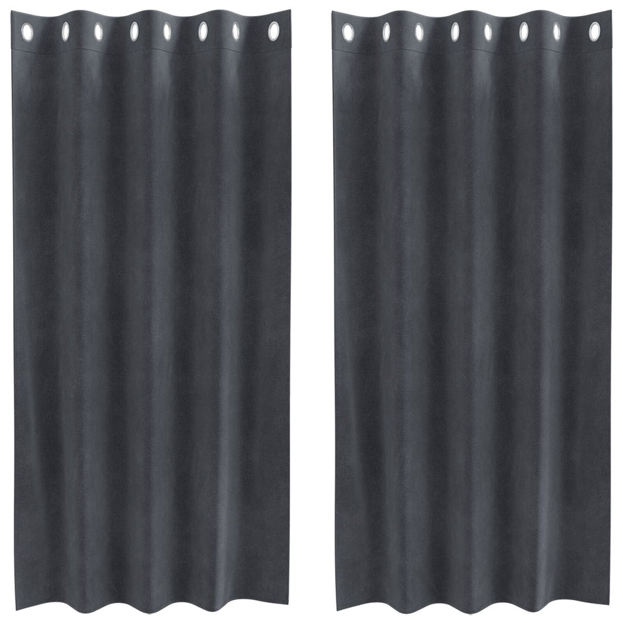 Zwartout Gordijnen 2 Stuks Fluweel Lichtgrijs 140 x 175 cm met oogjes
