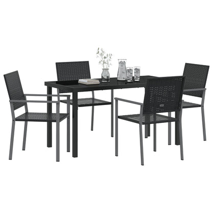 Set Van 3 Zwart Pe Riet En Gepoedercoat Staal 54X62.5X89 Cm