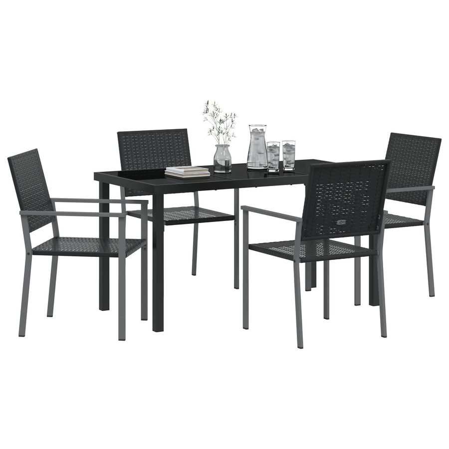 Set Van 3 Zwart Pe Riet En Gepoedercoat Staal 54X62.5X89 Cm
