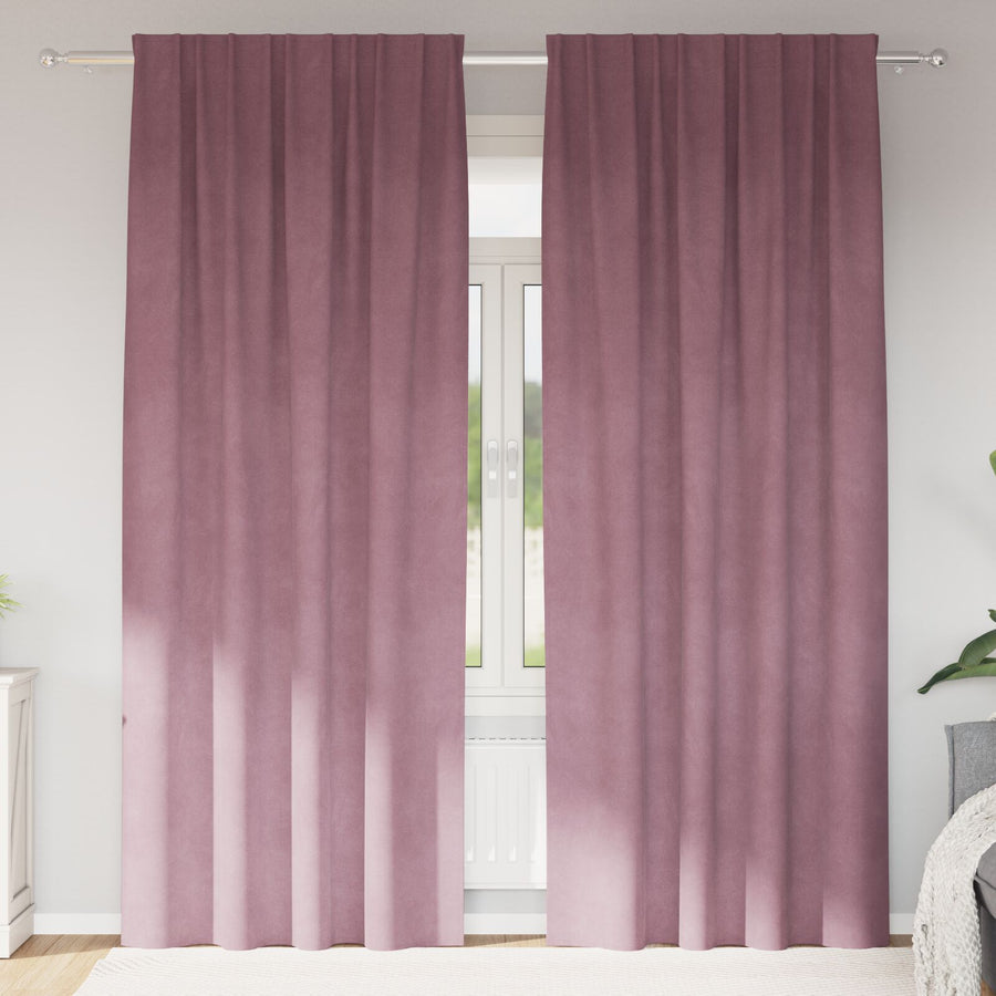 Zwarteout Gordijnen Met Topband 2 Stks Velvet Donkerroze 140 x 245 cm met ingenaaide tape
