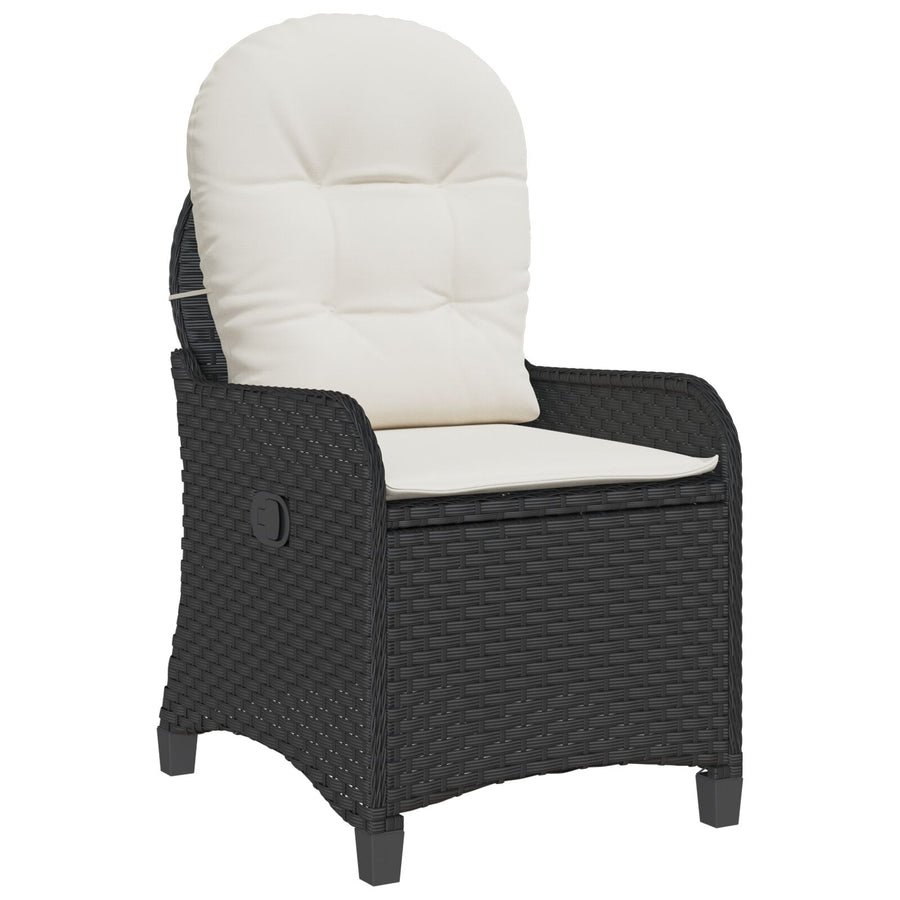 Reclinerstoel Met Kussen Poly Rattan Zwart