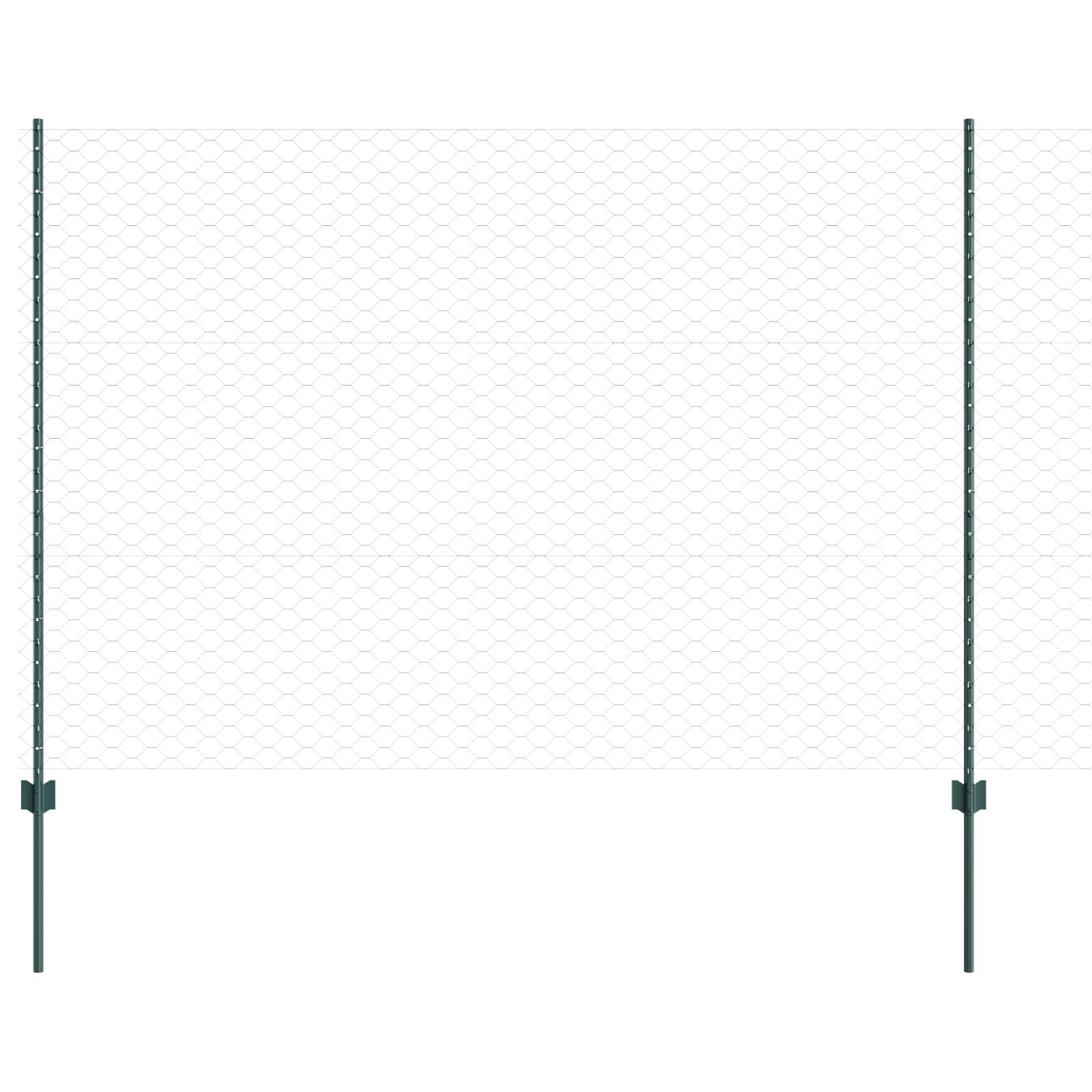Hekpalen 5 Stuks U-Kanaal Groen 150 Cm Staal,  Hexagonaal Hek Groen 1.5X10 M Staal