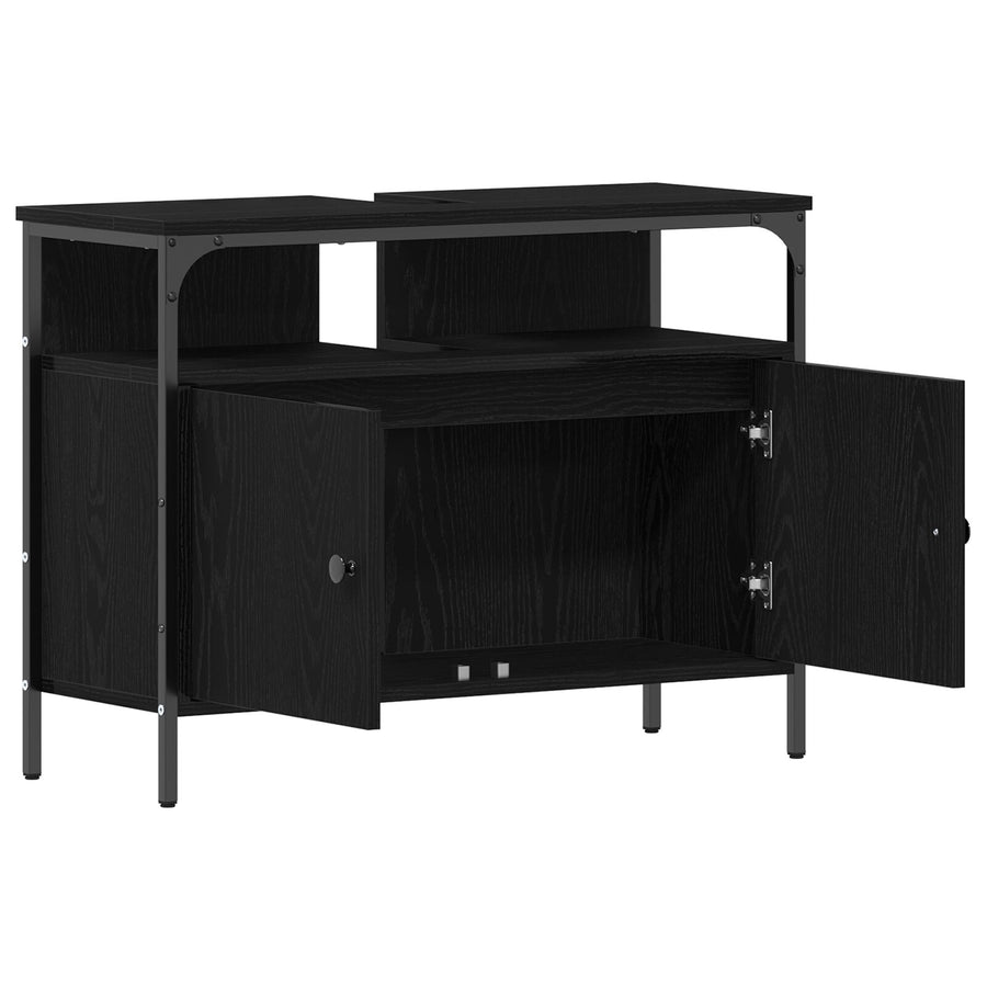 Bathroom Sink Cabinet 80X30X60 Cm Engineered Wood Zwart eiken 80 cm
