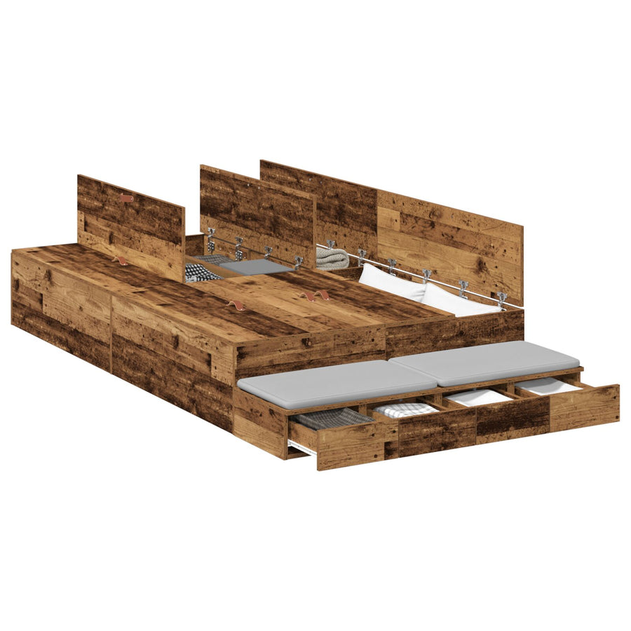Opslagbedframe Oude Hout Massief Hout 120 X 190 Cm Opslagbedframe Artisanaal Eiken