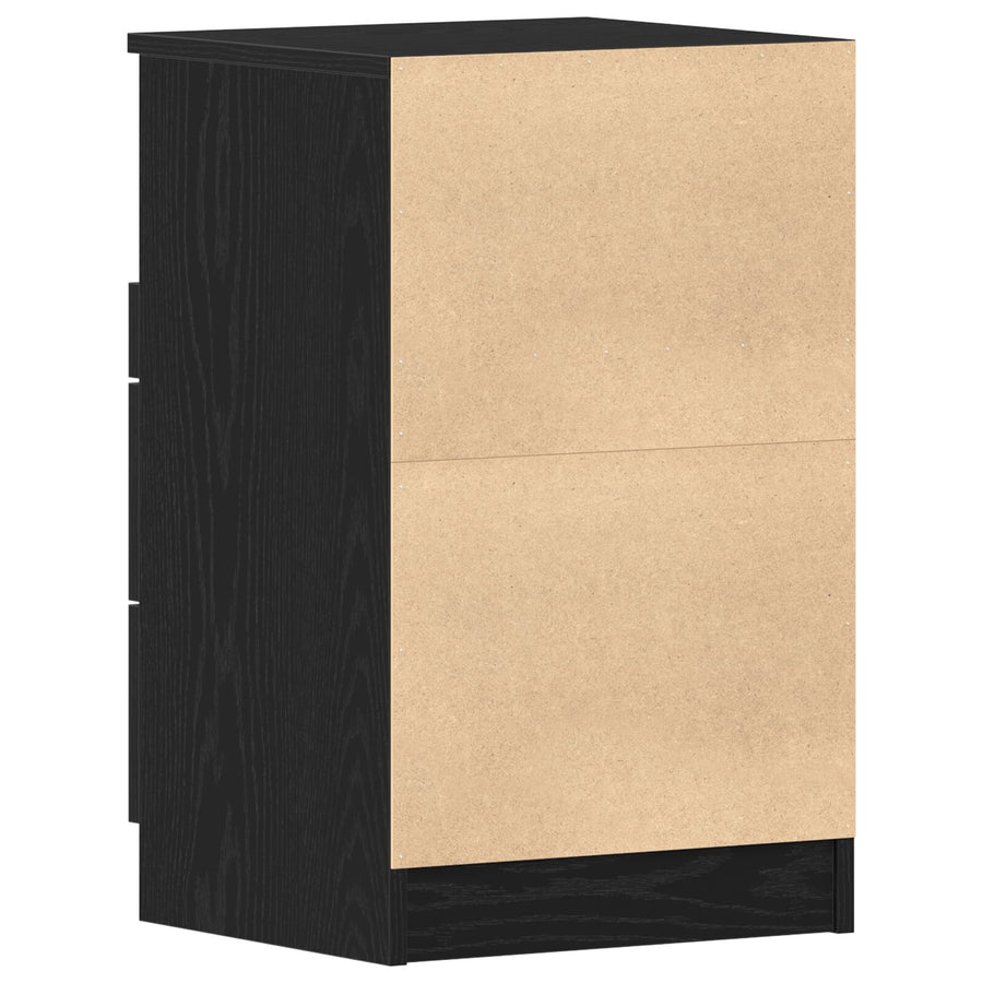 Nachtkastjes 2 Stuks Zwart Eiken 40X35X65 Cm Bewerkt Hout