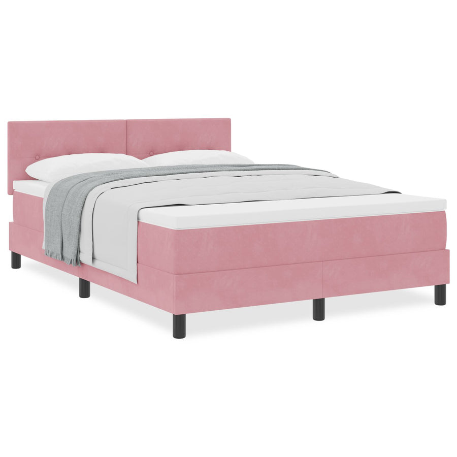Boxspringbed Met Matras Roze 140X200 Cm Fluweel Blauw