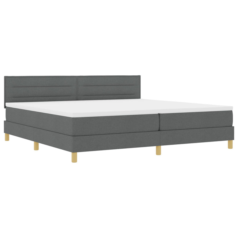 Boxspringbed Met Matras Stof Donkergrijs 200 x 200 cm Lijnen ontwerp