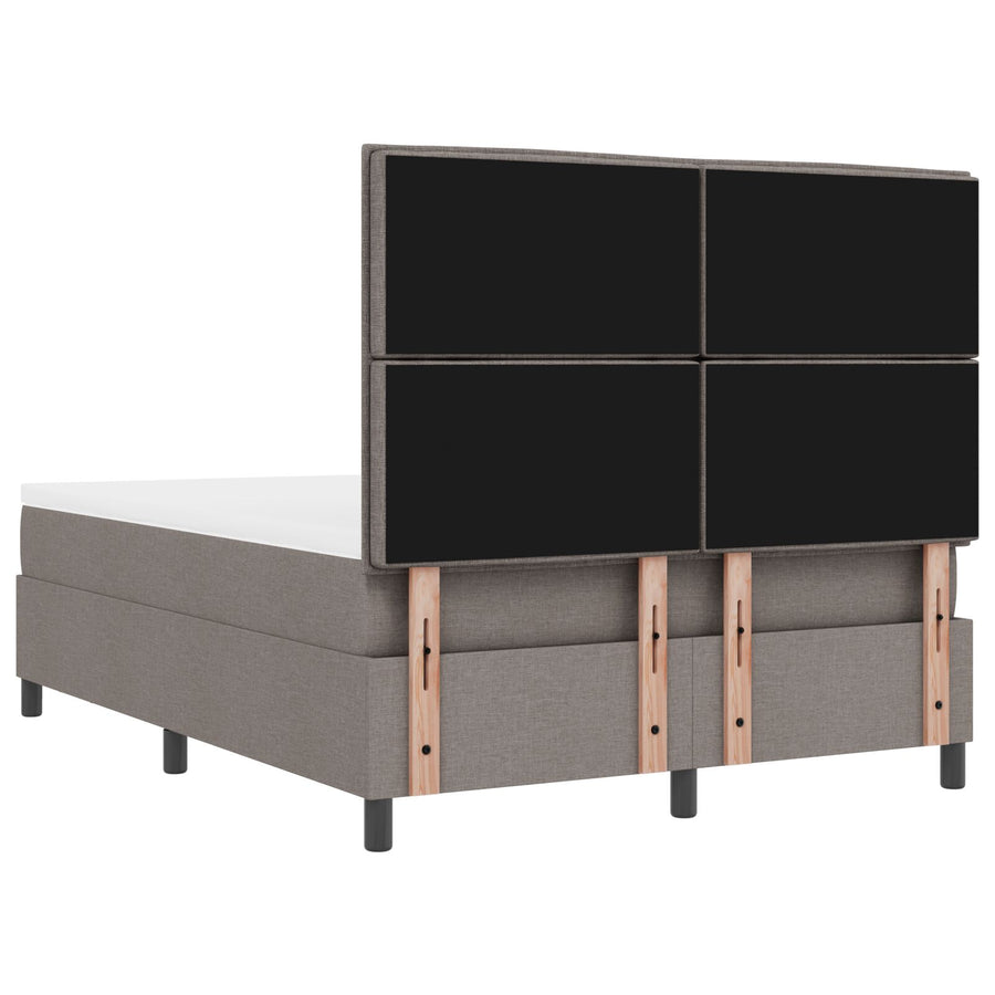 Boxspring Bed Met Matras & Bench Stof Taupe 140 x 190 cm Lijnen ontwerp