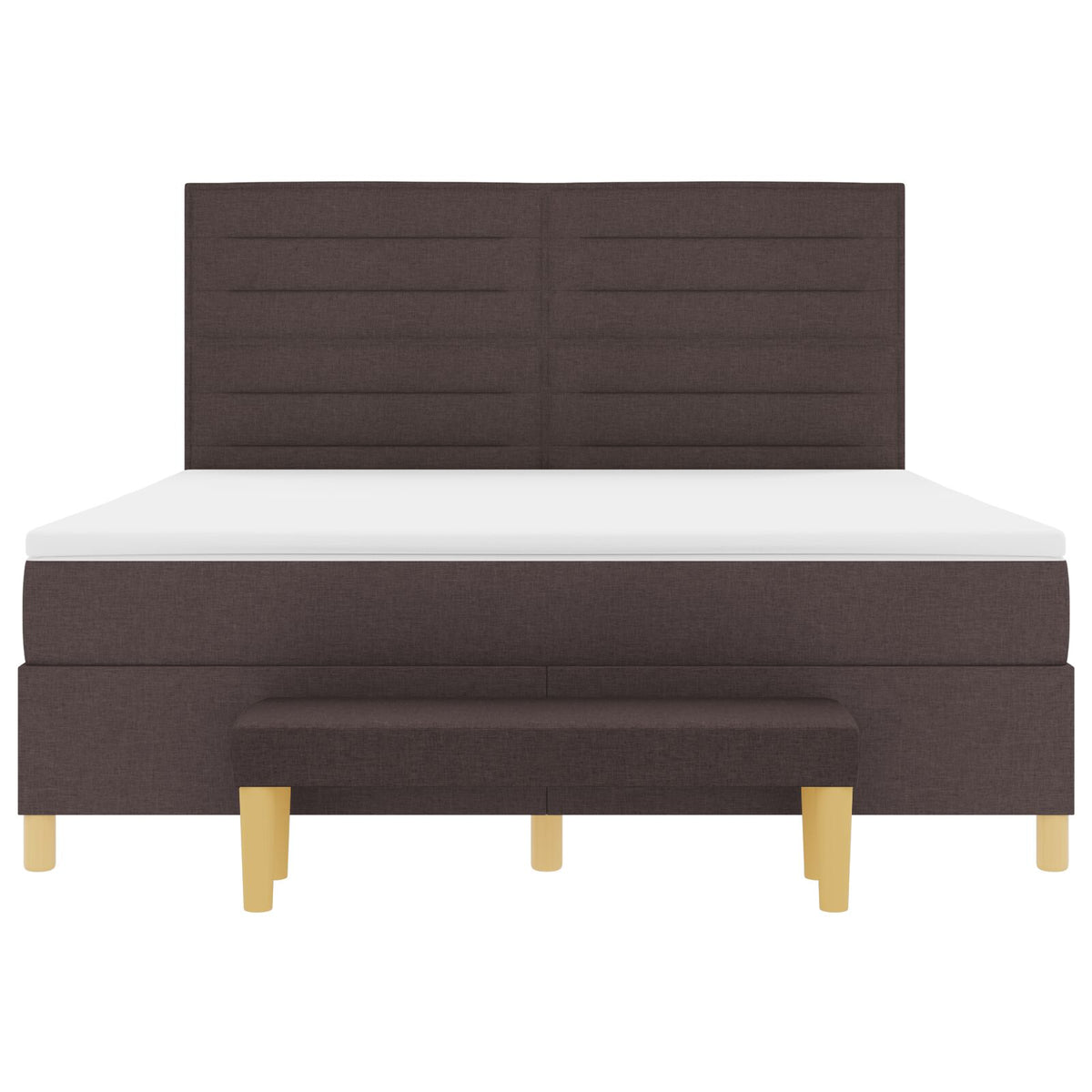 Boxspring Bed Met Matras & Bank Stof Donkerbruin 180 x 200 cm Lijnen ontwerp