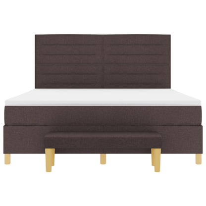 Boxspring Bed Met Matras & Bank Stof Donkerbruin 180 x 200 cm Lijnen ontwerp