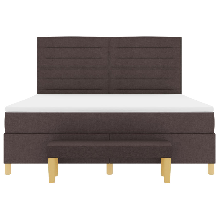 Boxspring Bed Met Matras & Bank Stof Donkerbruin 180 x 200 cm Lijnen ontwerp