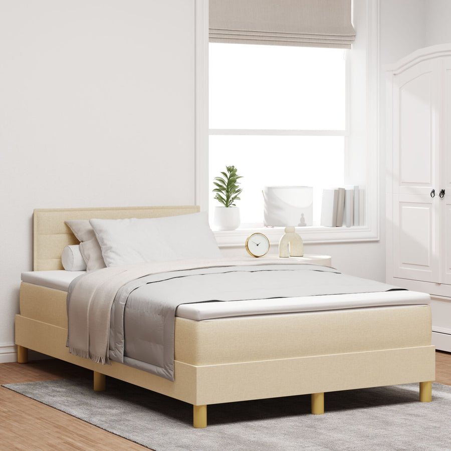Boxspring Bed Met Matras Stof Crème 120 x 200 cm Lijnen ontwerp