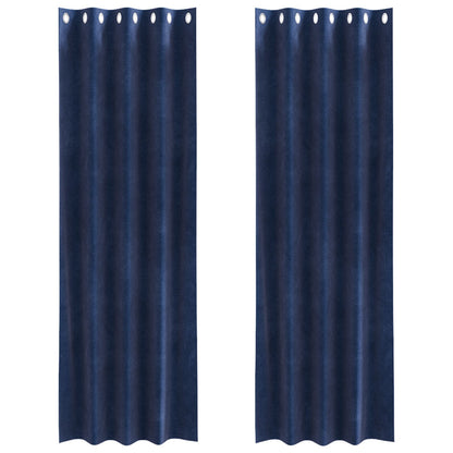 Zwartouts Gordijnen 2 Stuks E Velvet Donkerblauw 140 x 260 cm met oogjes