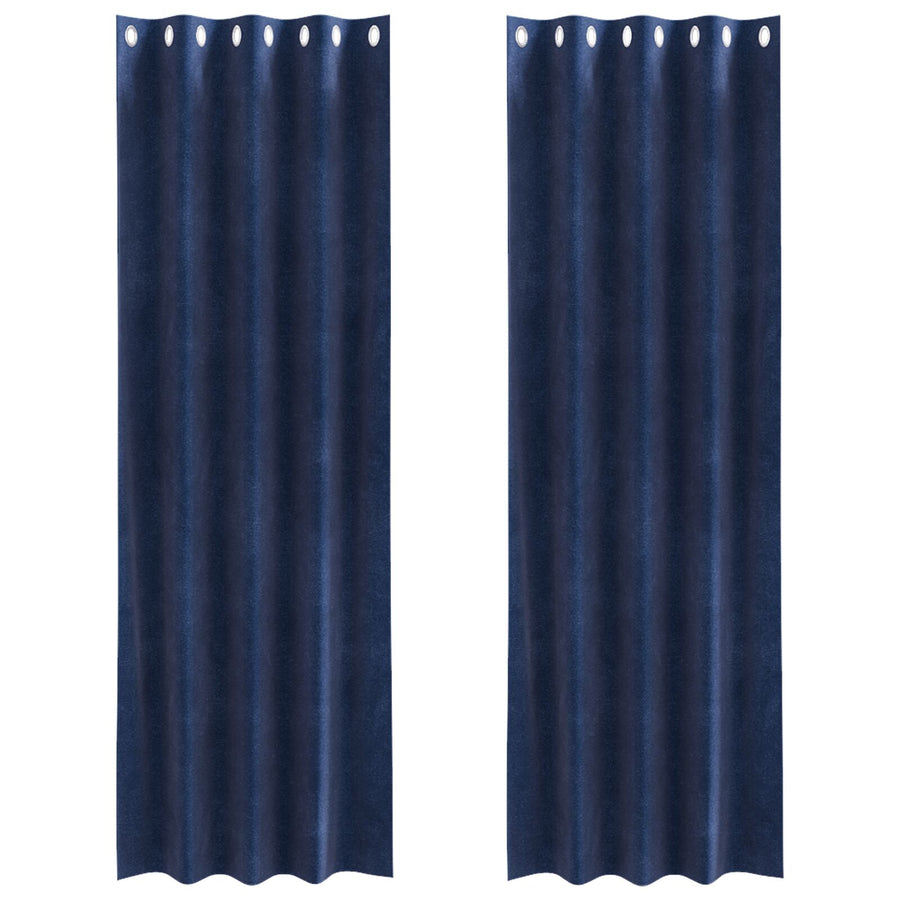 Zwartouts Gordijnen 2 Stuks E Velvet Donkerblauw 140 x 260 cm met oogjes