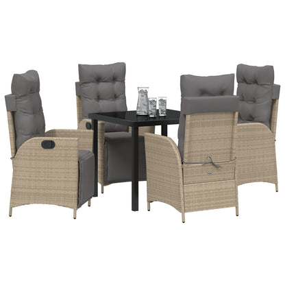 5-Delig Tuin Eetset Beige Poly Rattan
