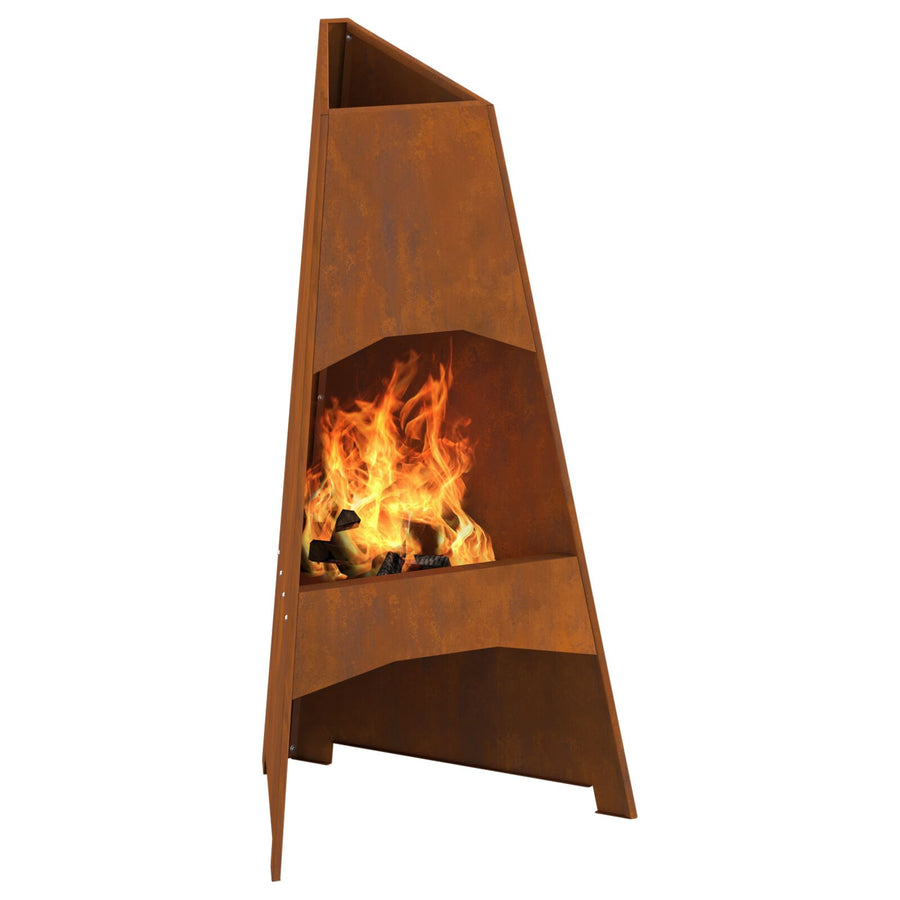 Vuurkorf Piramide 50X45X95 Cm Verweerd Staal Verweerd staal/Bruin