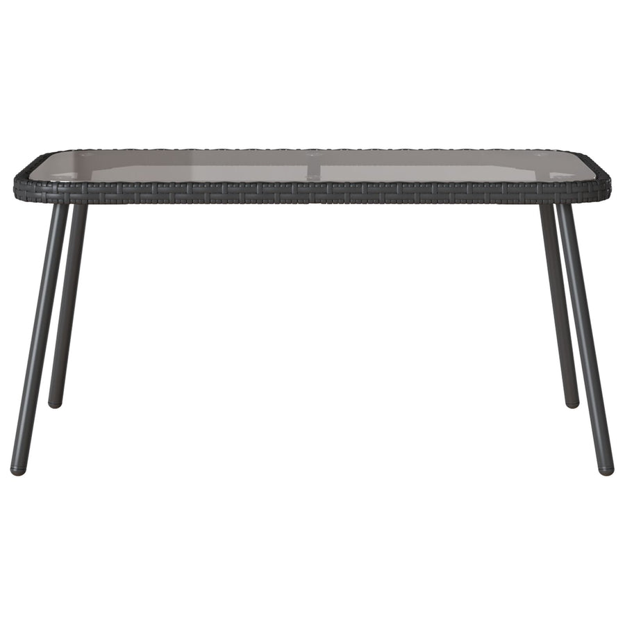 2-Delige Tuinbankset Met Kussens Poly Rattan Zwart Bank + tafel