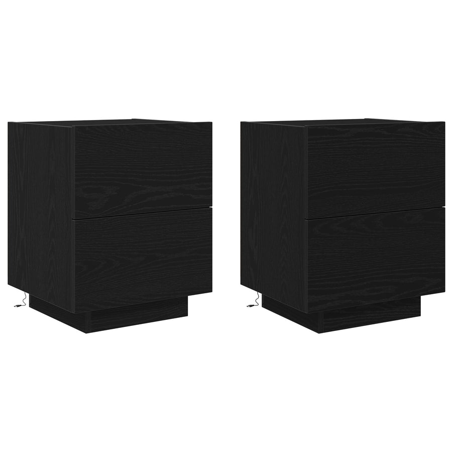 Nachtkastjes Met Led-Verlichting 2 Stuks Zwart Eiken 45X40X55 Cm
