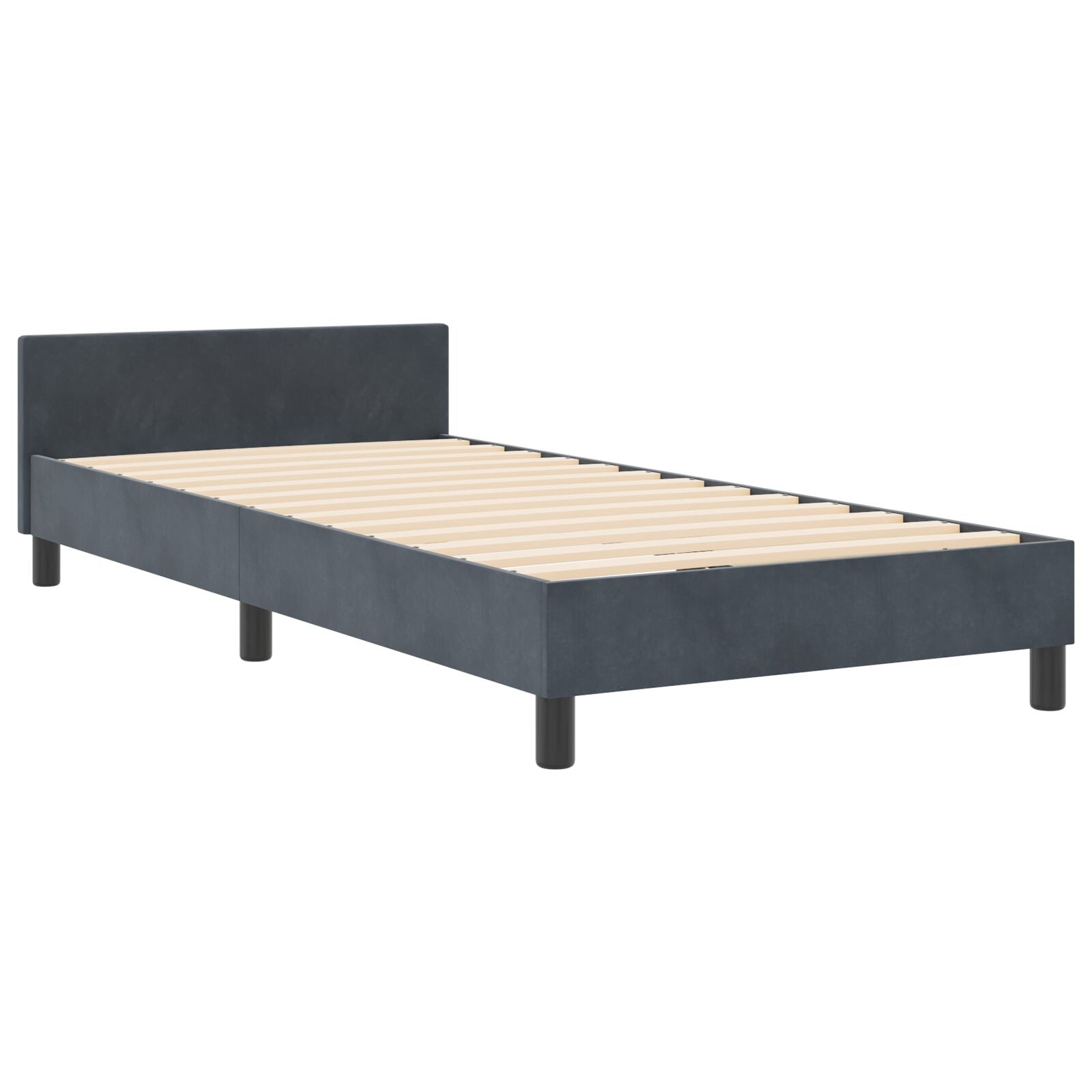 Bedframe Donkergrijs 80X200 Cm Velvet Crème