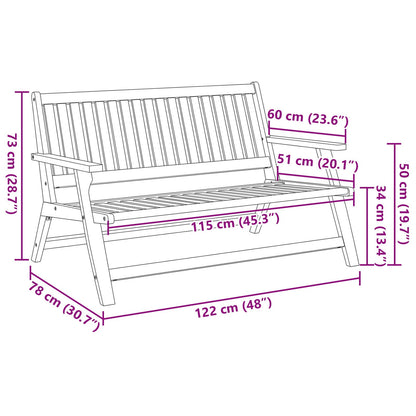 Tuin 122,5X77X74 Cm Massief Acaciahout Bank