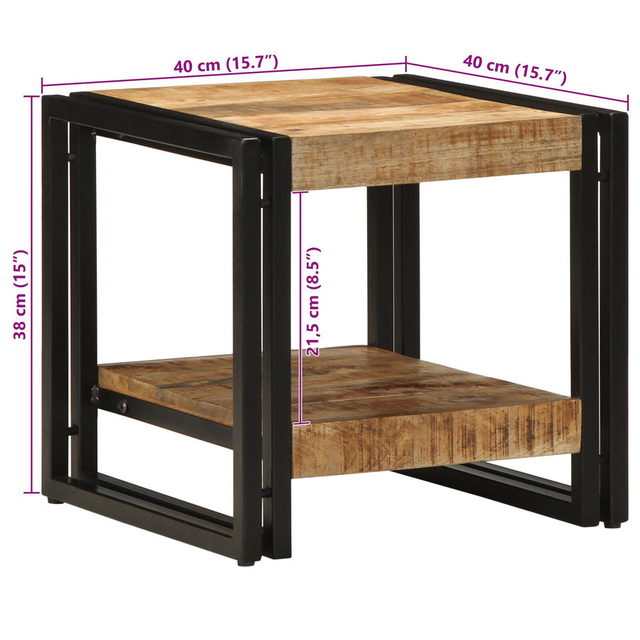 Salontafel 40X50X38 Cm Massief Ruw Hout Mango 40 x 40 x 38 cm Massief mangohout
