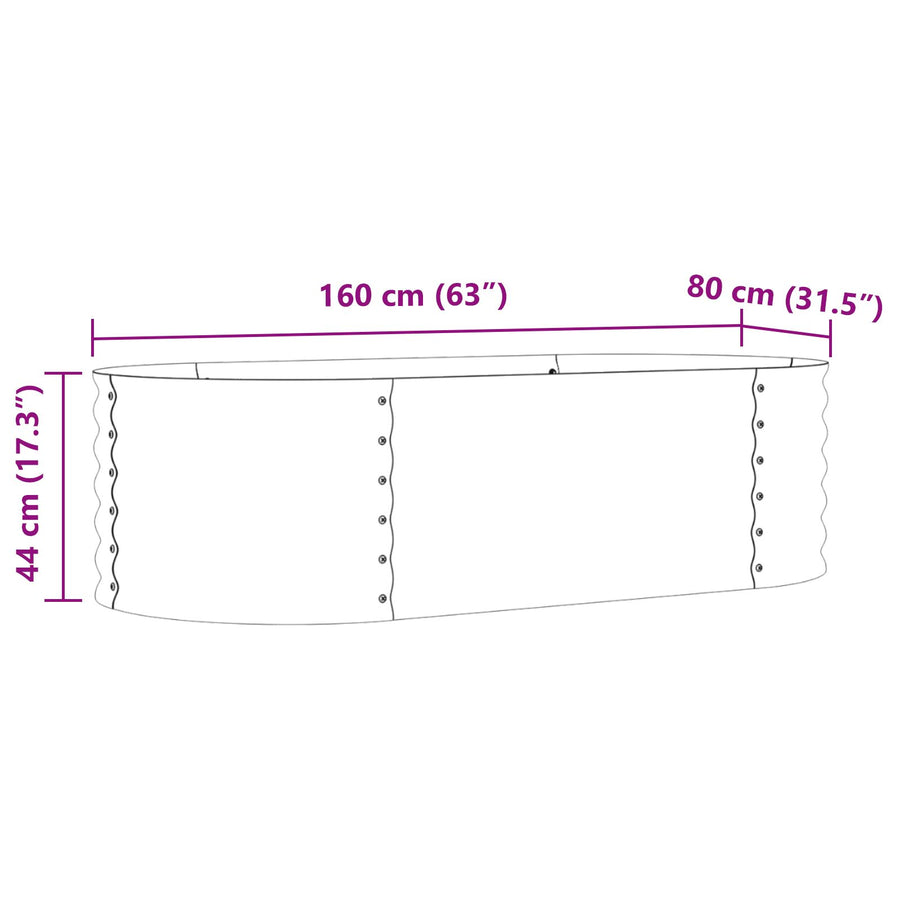 Tuin Verhoogd Bed Gegalvaniseerd Staal 160 x 80 x 44 cm Bruin