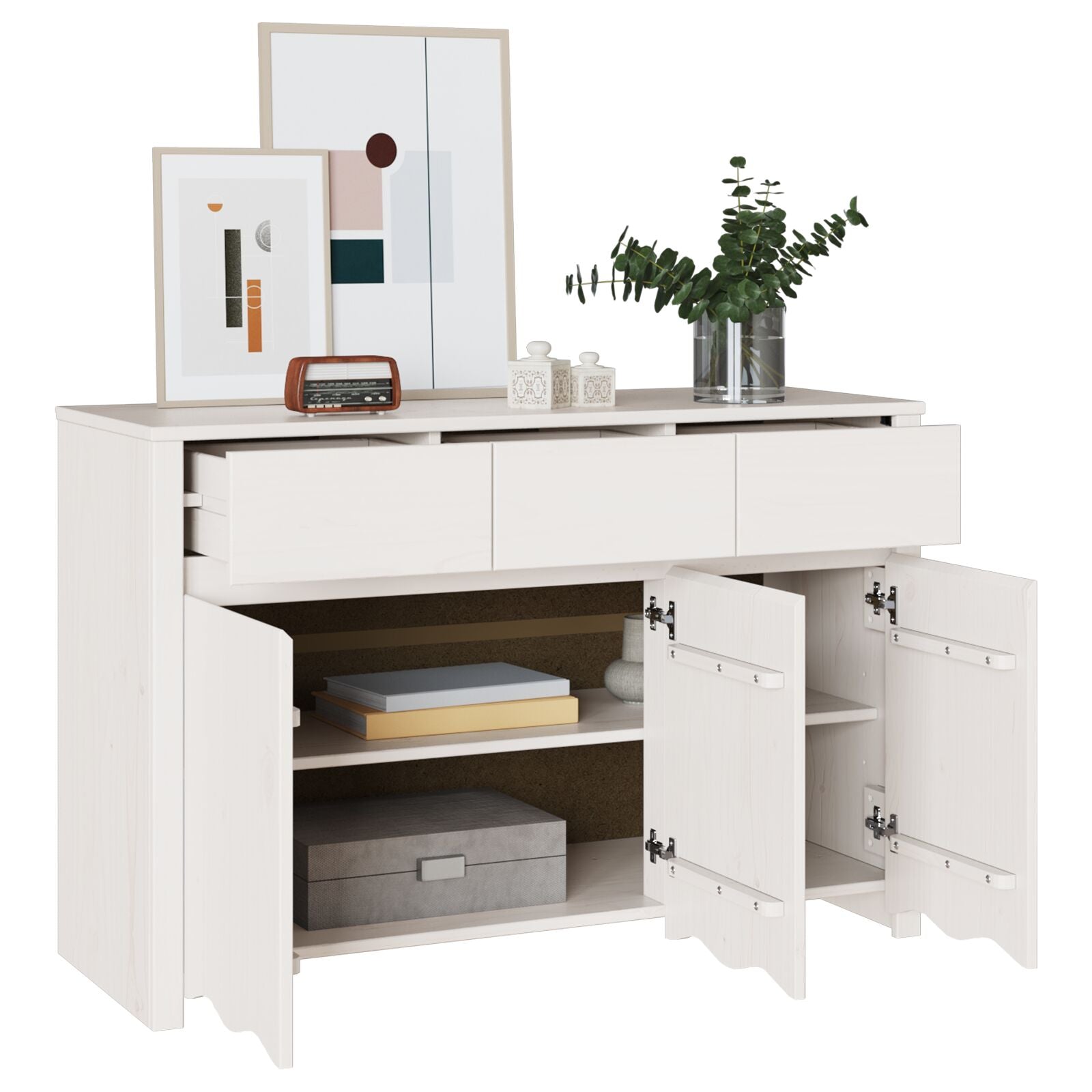 Dressoir ""Drammen"" 114X43X75,5 Cm Massief Hout Van Den Wit