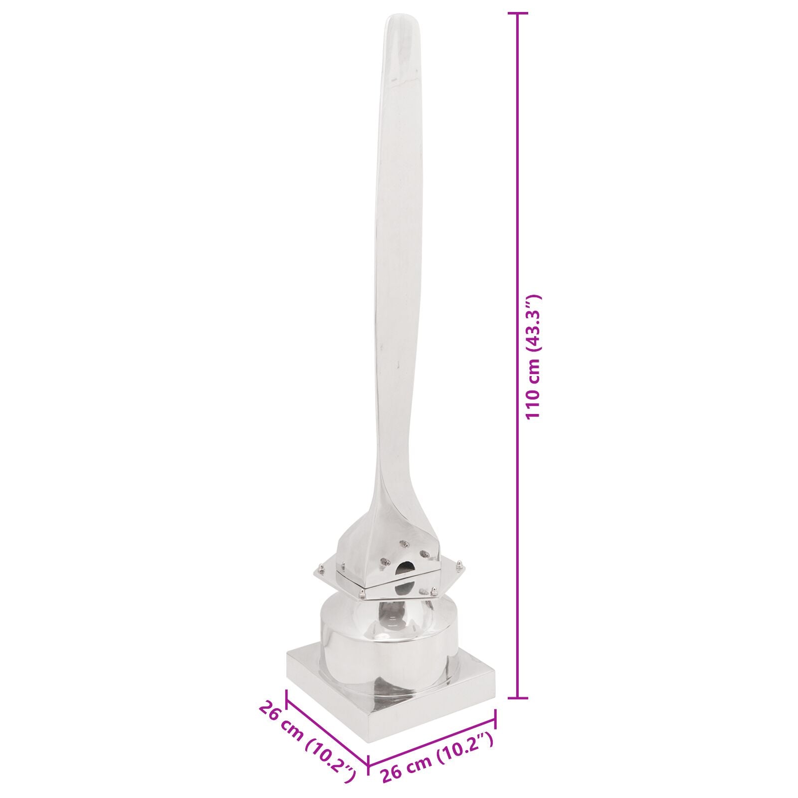 Beeld Zilver 26X26X110 Cm Aluminium Half Propeller